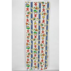 Vintage Dutch Farm Scene Fabric Panel Table Runner Kitchen Decor